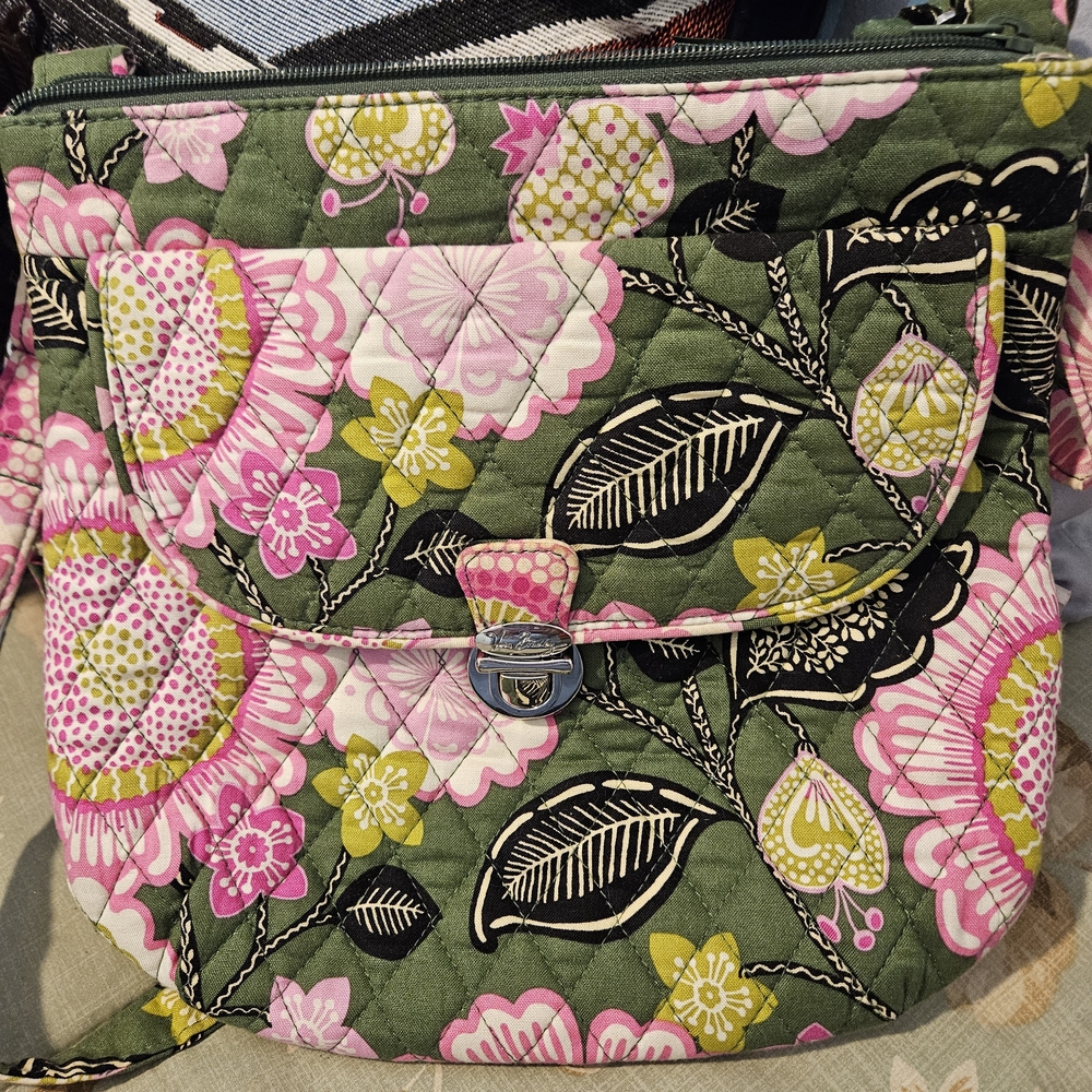 Vera Bradley Green and Pink Floral Crossbody Bag